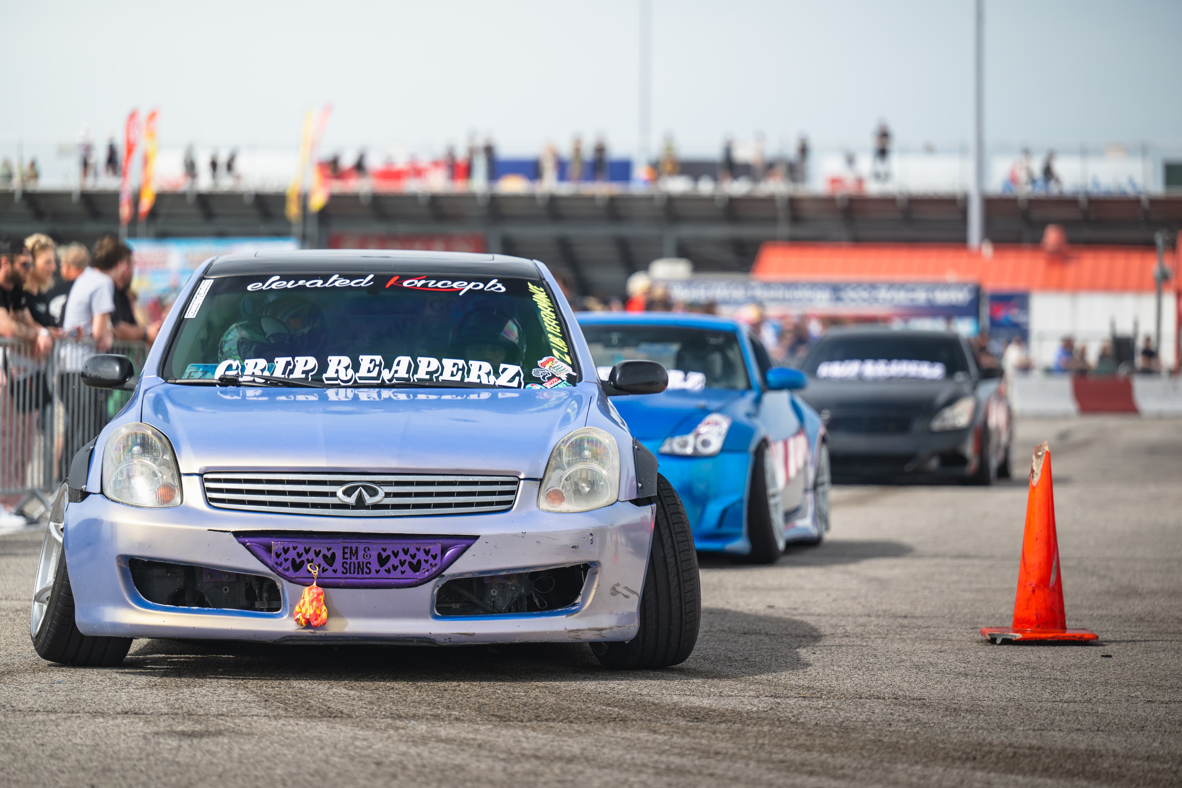 GripReaperz cars lined up at the track