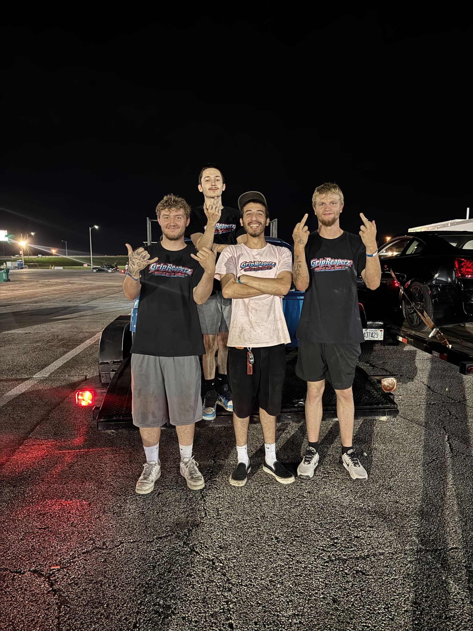 GripReaperz drift team together at night